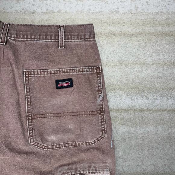 Vintage Y2K Dickies Carpenter Pants 36x30 Baggy Chocolate Brown Canvas Paint - Picture 3 of 6
